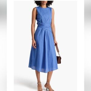 NEW FRAME Draped textured-cotton midi dress